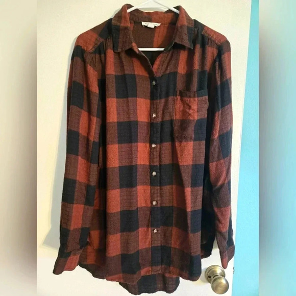BeachLunchLounge Black/Brown Flannel Size Large - Picture 1 of 4